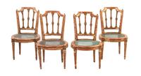 A Set of Four Louis XVI Style Painted Side Chairs, Height 34 1/4 inches.