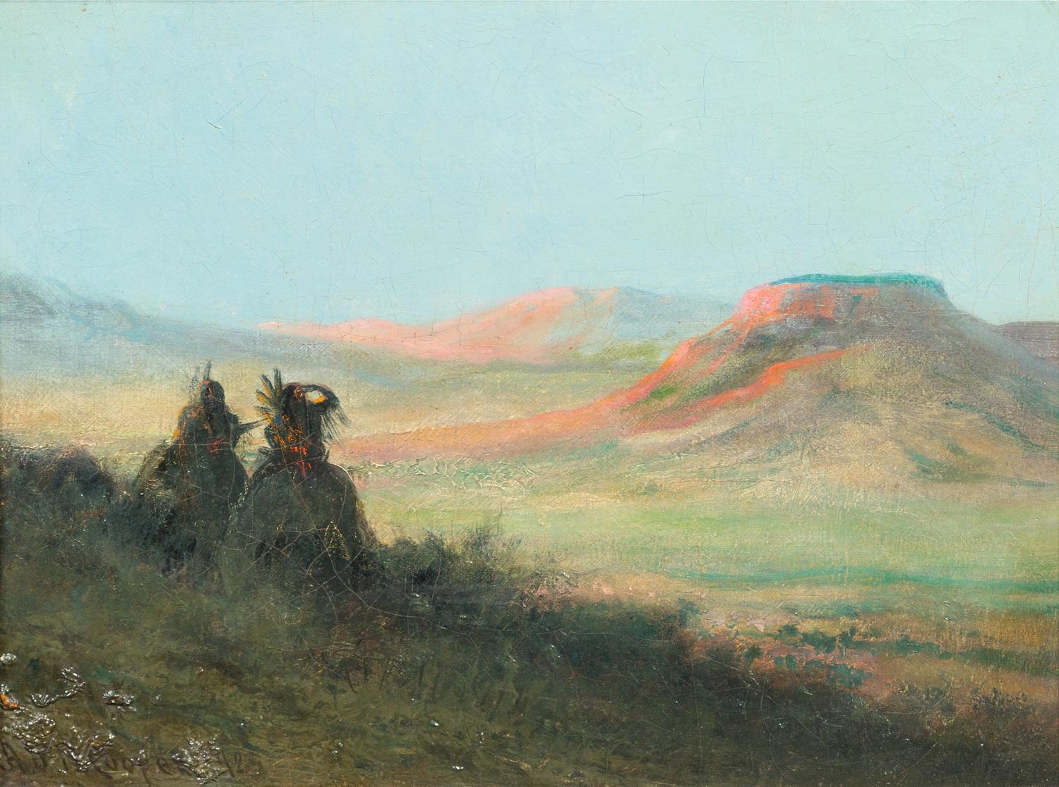 Astley David Middleton Cooper, (American, 1856-1924), Two Indians Viewing Mountain, 1924
