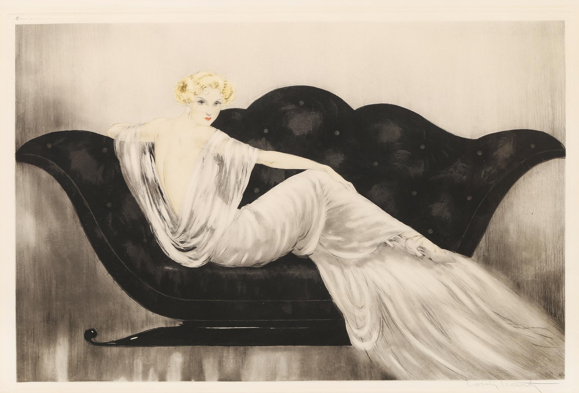Louis Icart, (French, 1888-1950), Le sofa, 1937