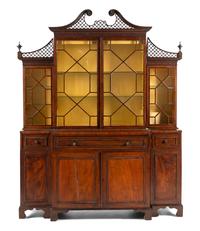A George III Mahogany Breakfront Bureau Bookcase