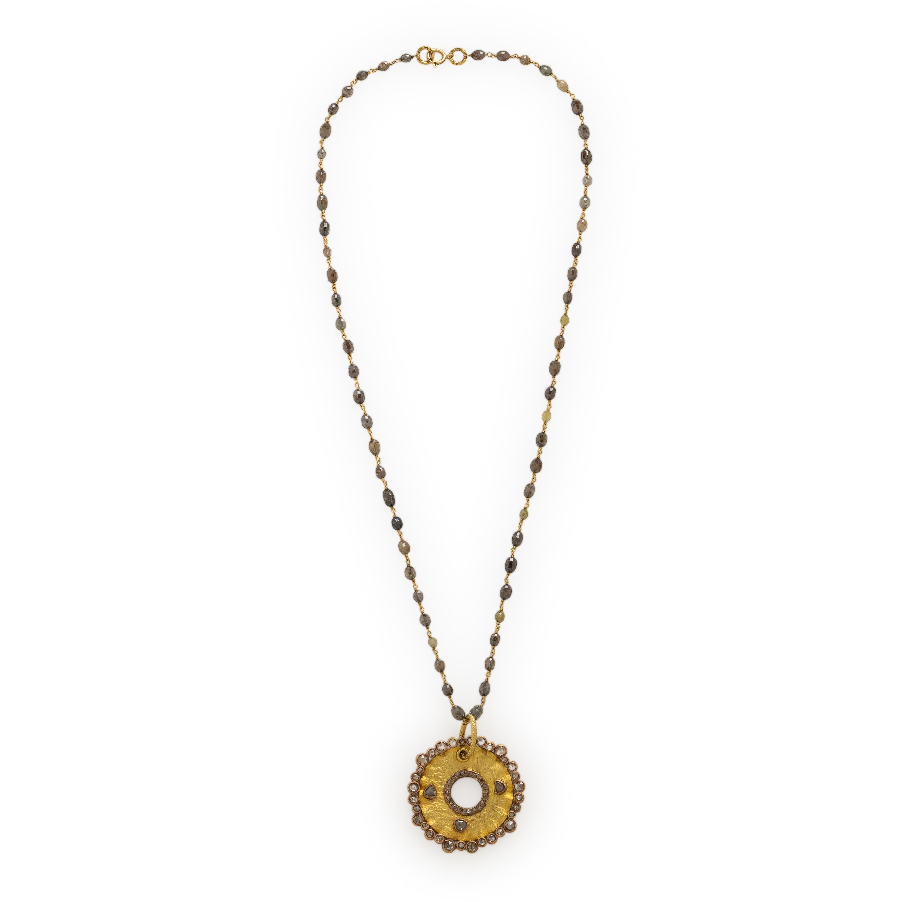 Colored Diamond and Yellow Gold Pendant Necklace