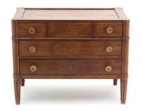 A Louis XVI Style Saleman's Sample Miniature Chest of Drawers Height 13 3/4 x width 18 x depth 10 inches. — 19TH CENTURY