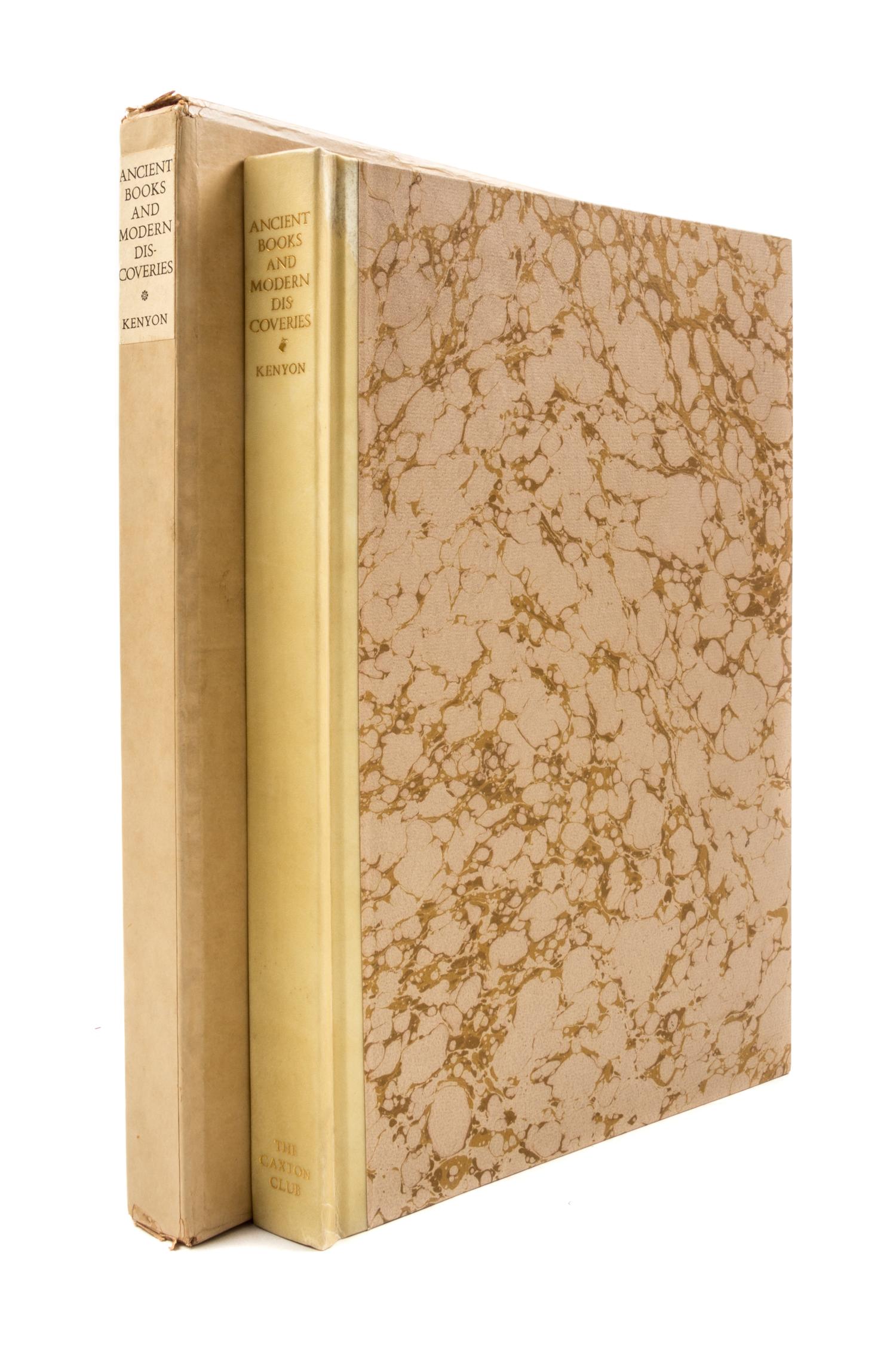 (CAXTON CLUB) KENYON, FREDERIC. Ancient Books and Modern Discoveries. Chicago, 1927. First edition, limited to 350 copies.