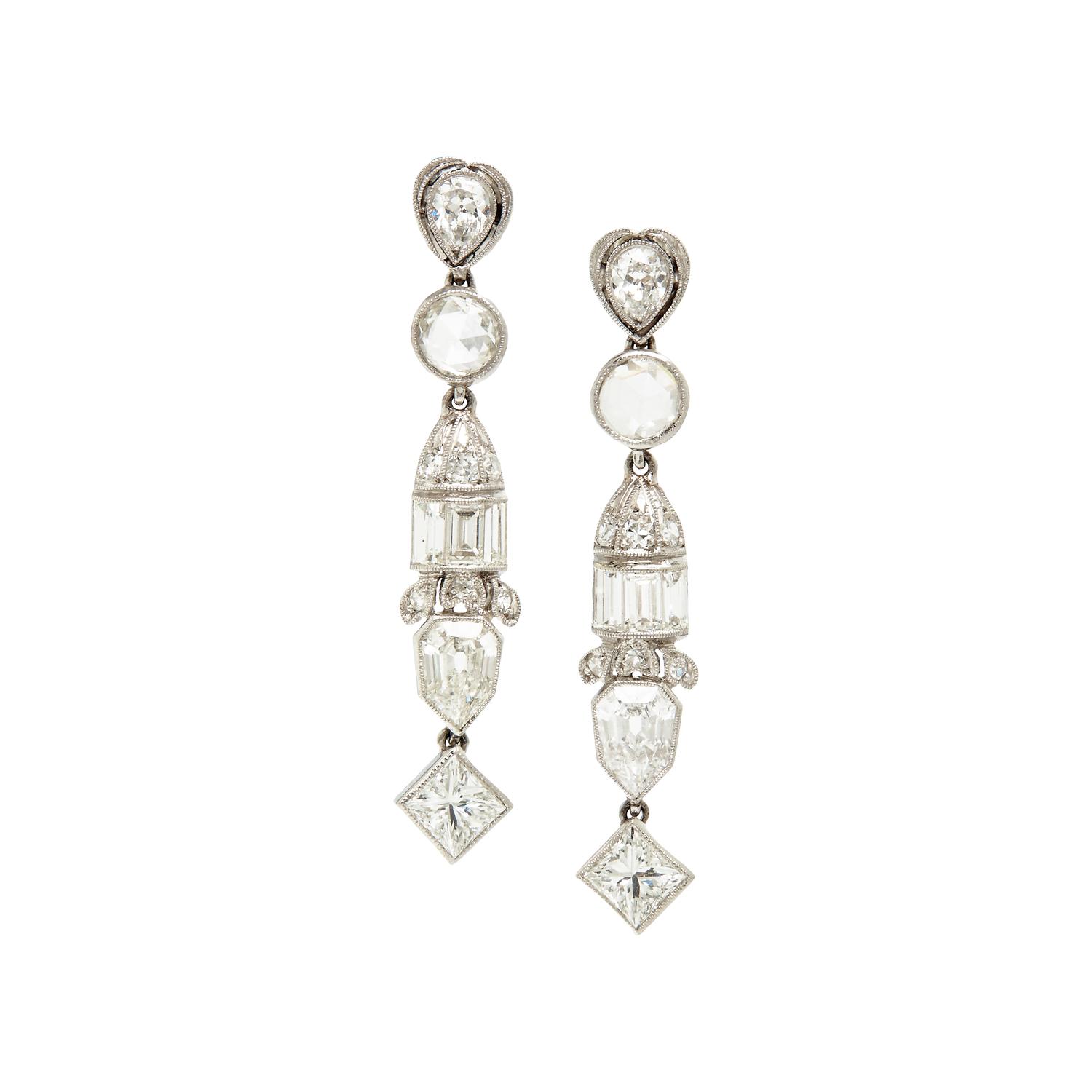 PLATINUM AND DIAMOND EARRINGS