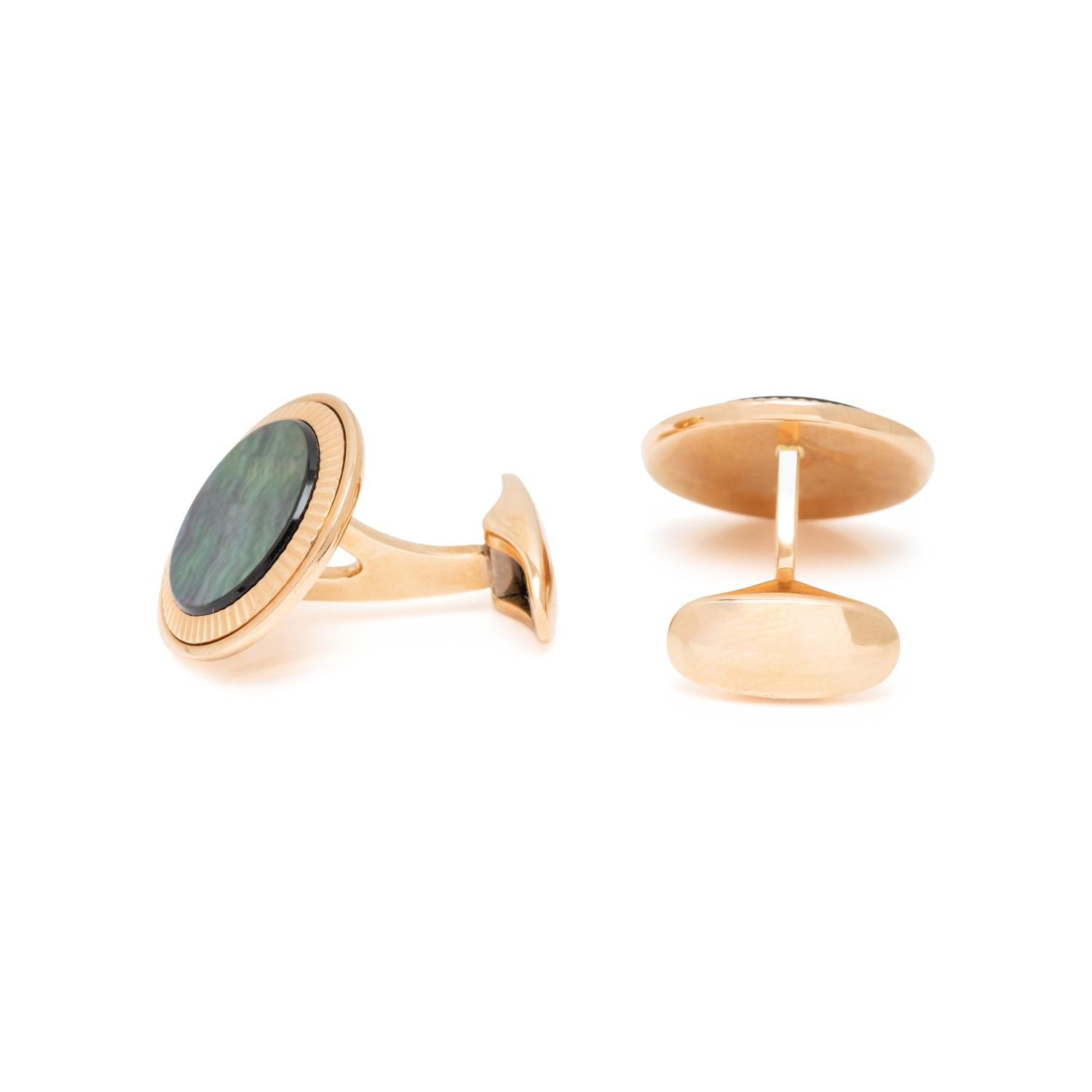 ROSE GOLD AND ABALONE CUFFLINKS
