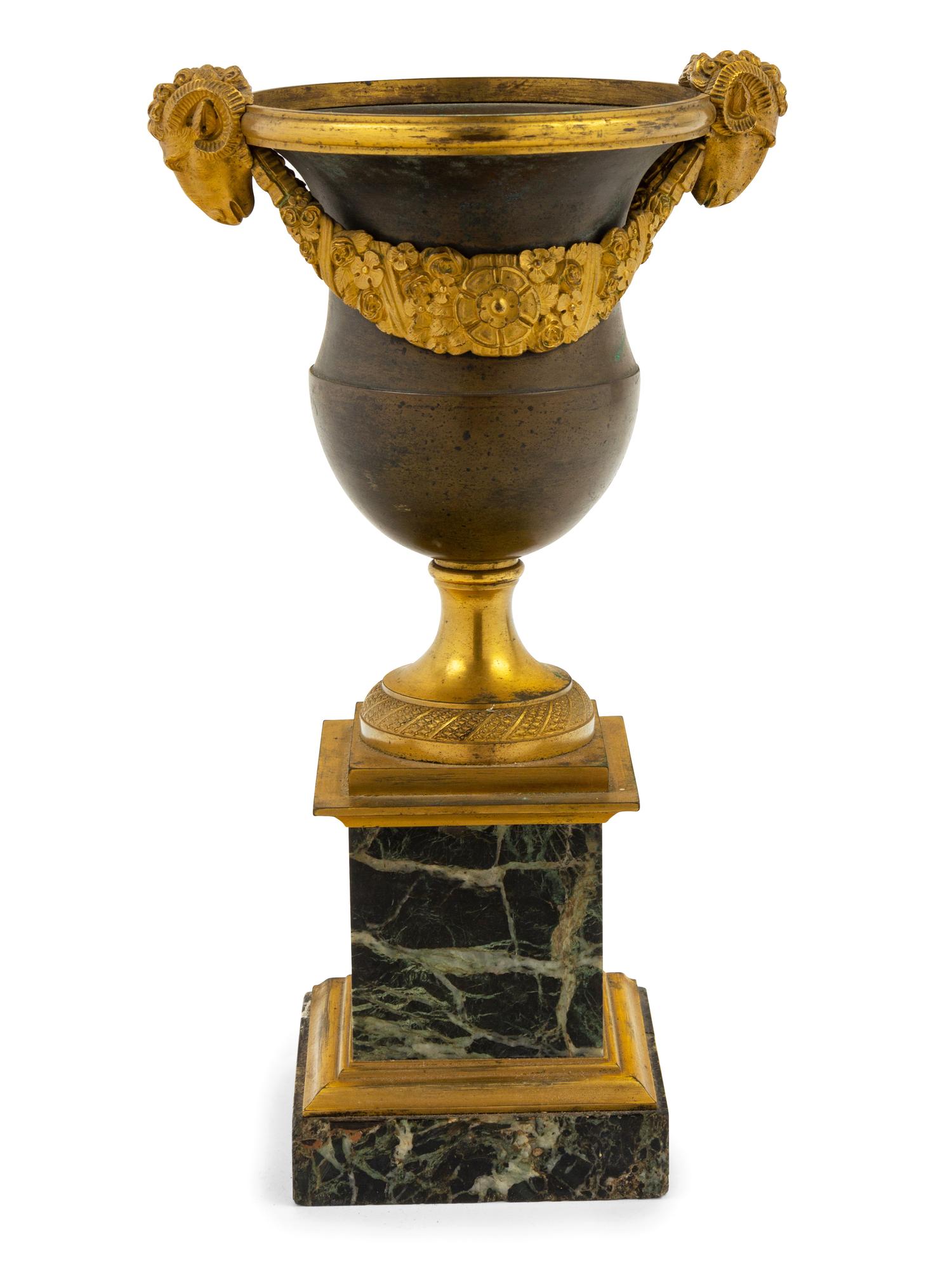 A Neoclassical Gilt and Patinated Bronze Urn