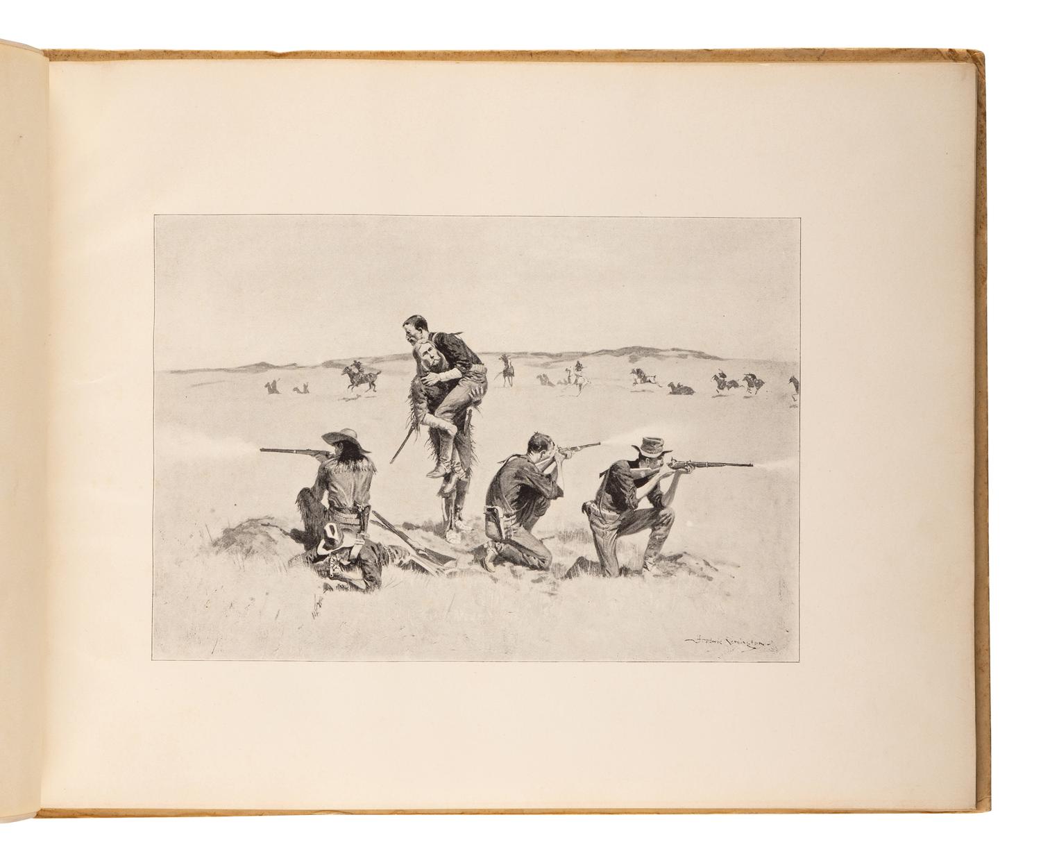 [ARTIST'S BOOK]. REMINGTON, Frederic (1869-1909). Remington's Frontier Sketches . Chicago, Akron, OH and New York: The Werner Company, 1898.