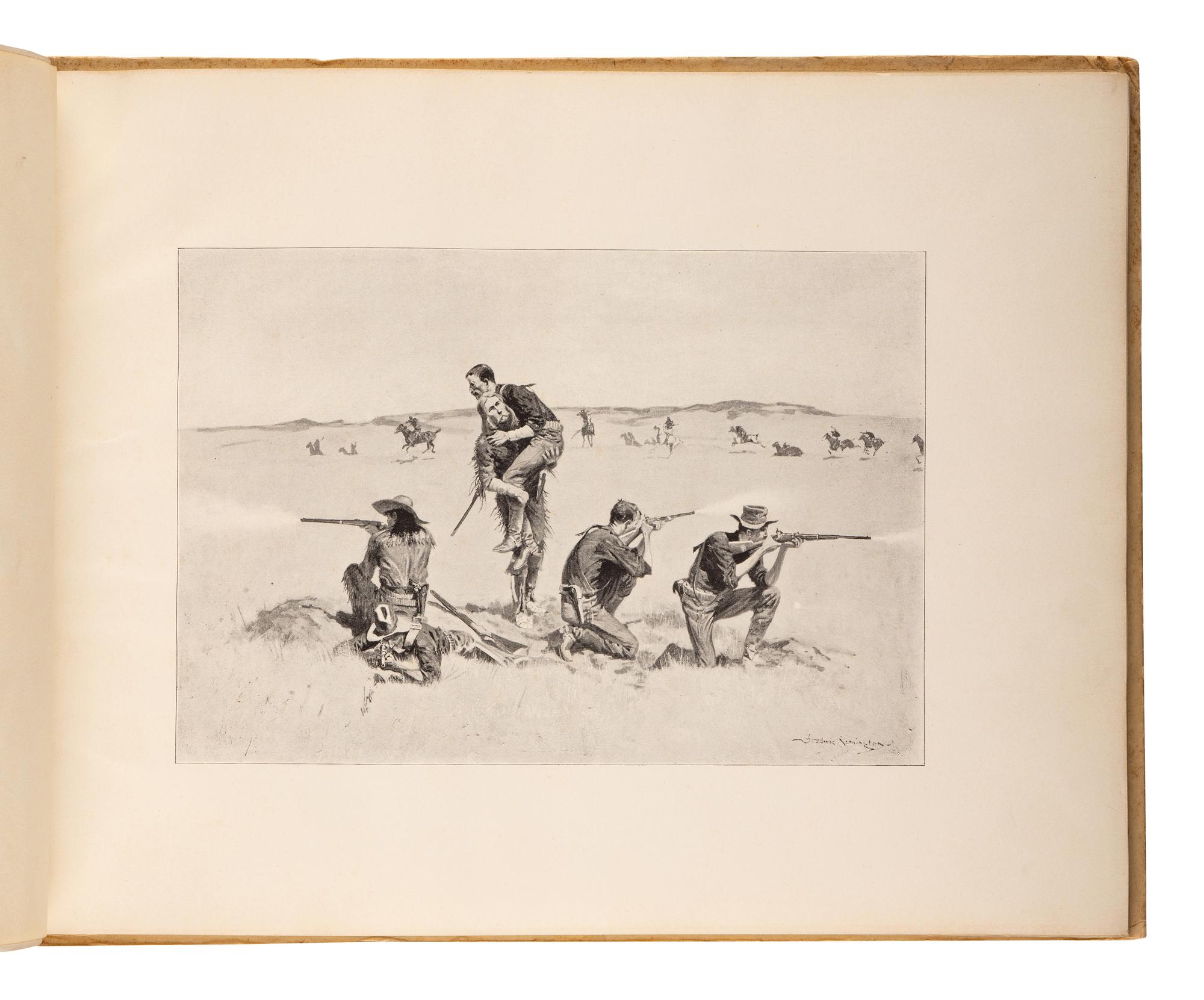 [ARTIST'S BOOK]. REMINGTON, Frederic (1869-1909). Remington's Frontier Sketches . Chicago, Akron, OH and New York: The Werner Company, 1898.
