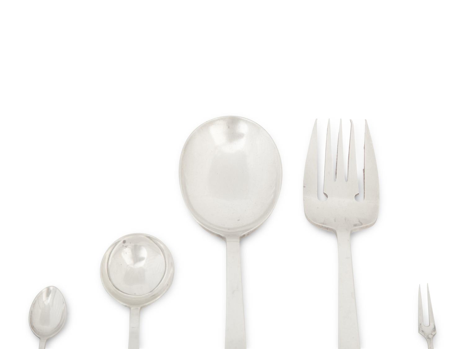A Group of Japanese Silver Flatware — Mid-20th Century
