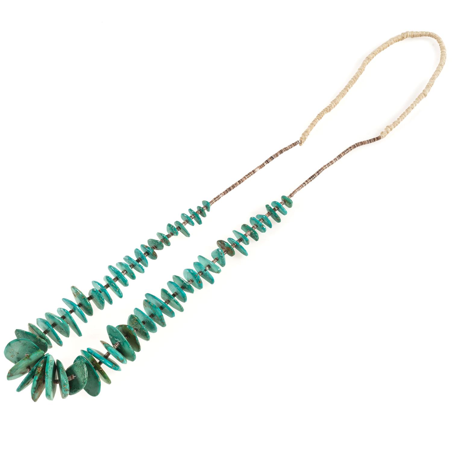 Pueblo Blue Gem Turquoise Tab Necklace