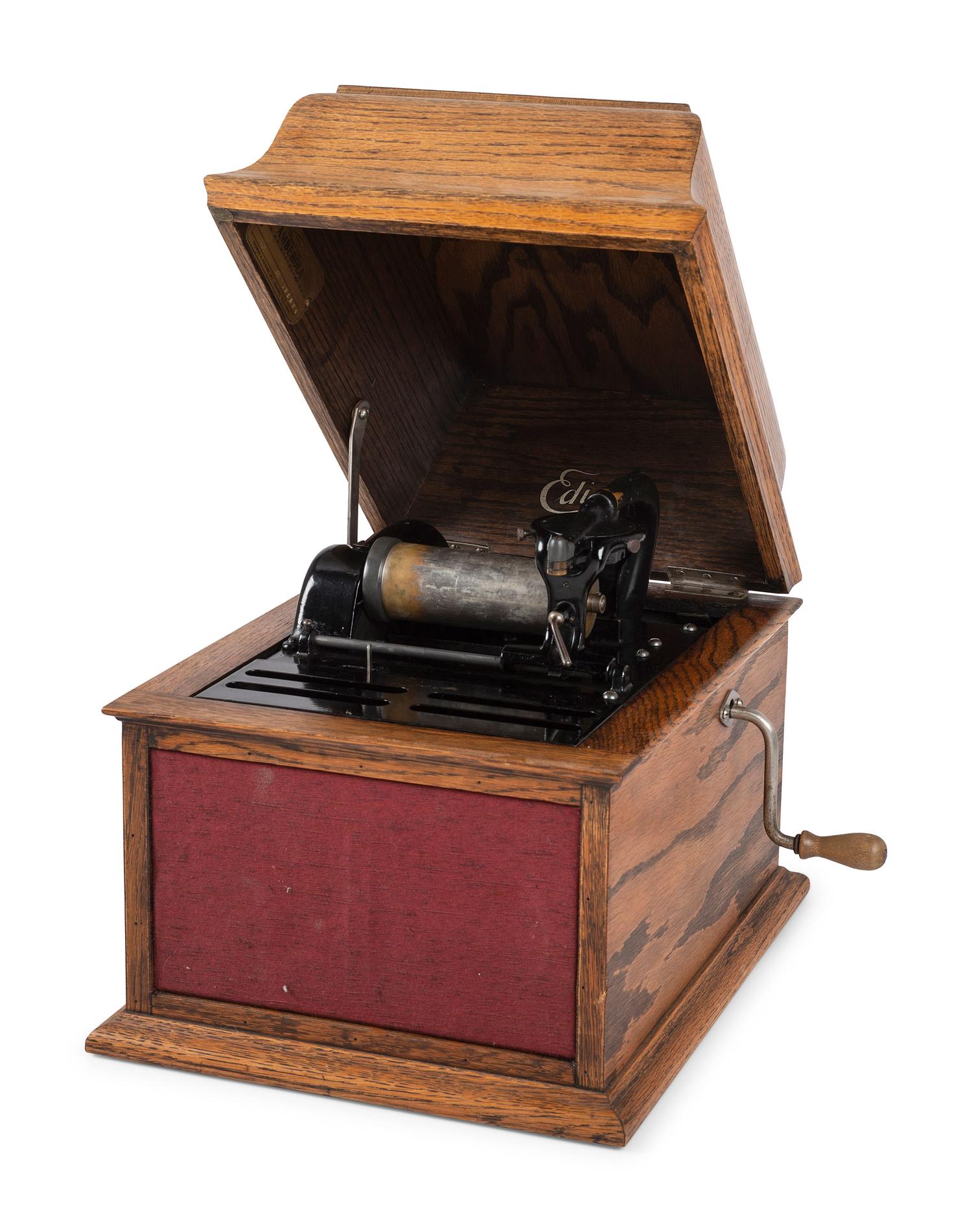 An Edison Amberola Table Top Phonograph With over 100 Amberol Records
