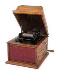 An Edison Amberola Table Top Phonograph With over 100 Amberol Records