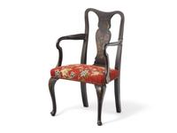 A Queen Anne Style Japanned Child's Armchair