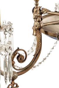 A French Gilt Bronze, Cut Glass and Jasperware Six-Light Chandelier