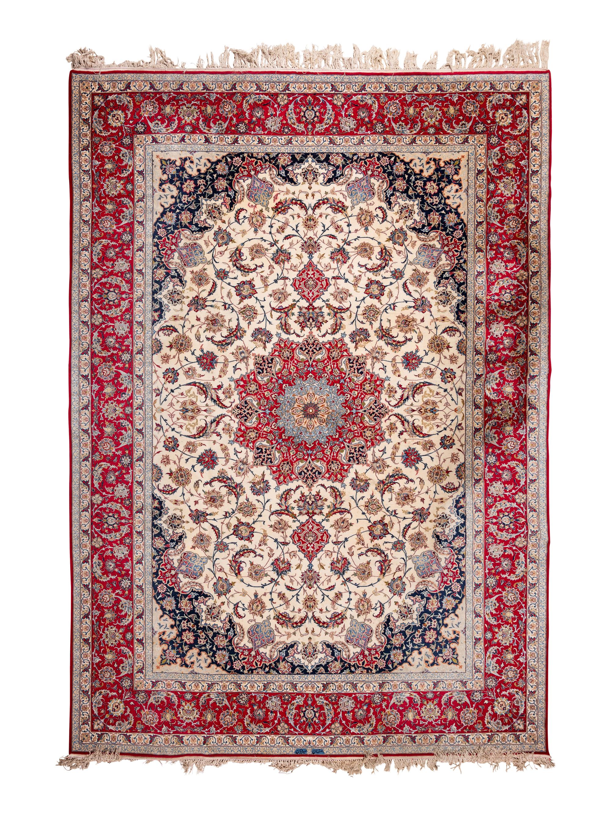 A Sarafian Isfahan Silk and Wool Blend Rug