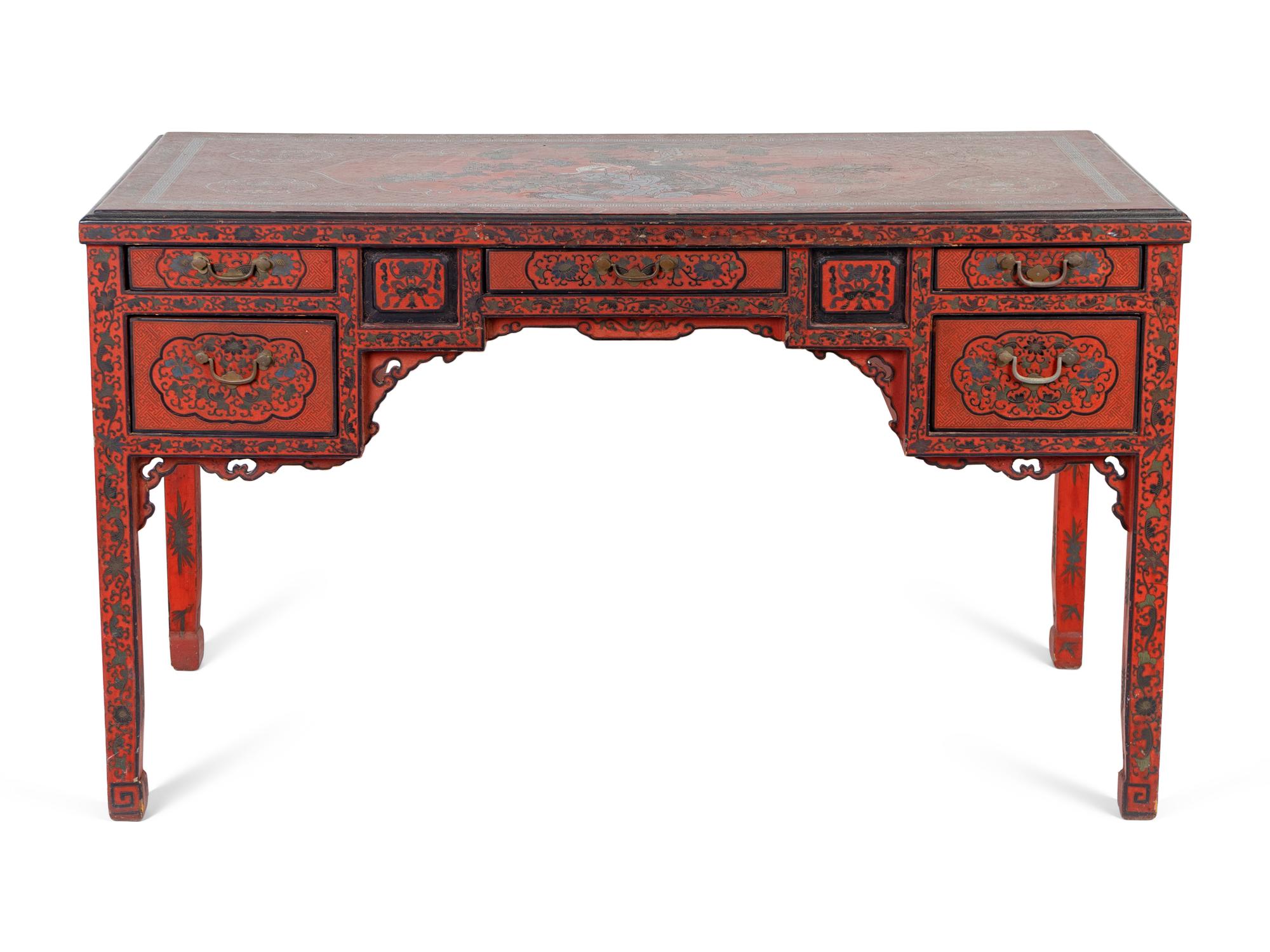A Chinese Red Lacquer Desk — EARLY 20TH CENTURY