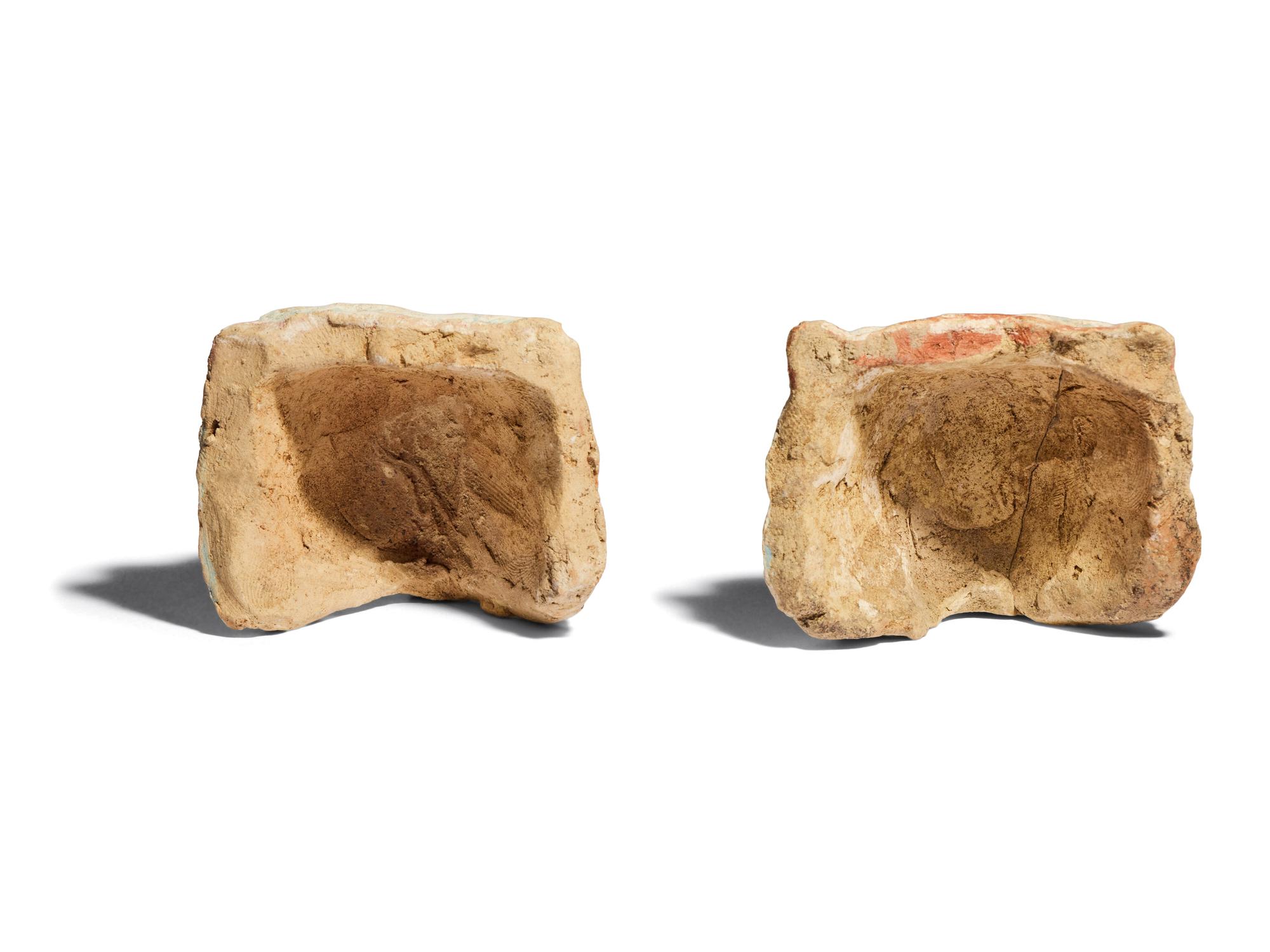 Two South Italian Terracotta Lion Heads