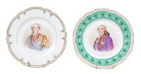 Two Sevres Porcelain Plates, Diameter 9 1/2 inches.