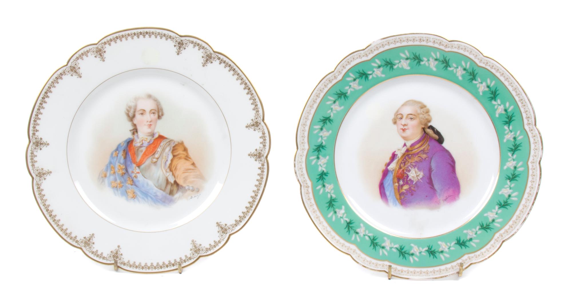 Two Sevres Porcelain Plates, Diameter 9 1/2 inches.