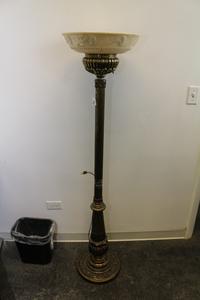 A Gilt Metal and Opalescent Glass Floor Lamp Height 62 inches.