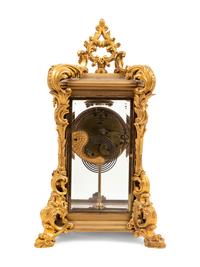 An Ansonia Regal Gilt Metal and Crystal Regulator Clock