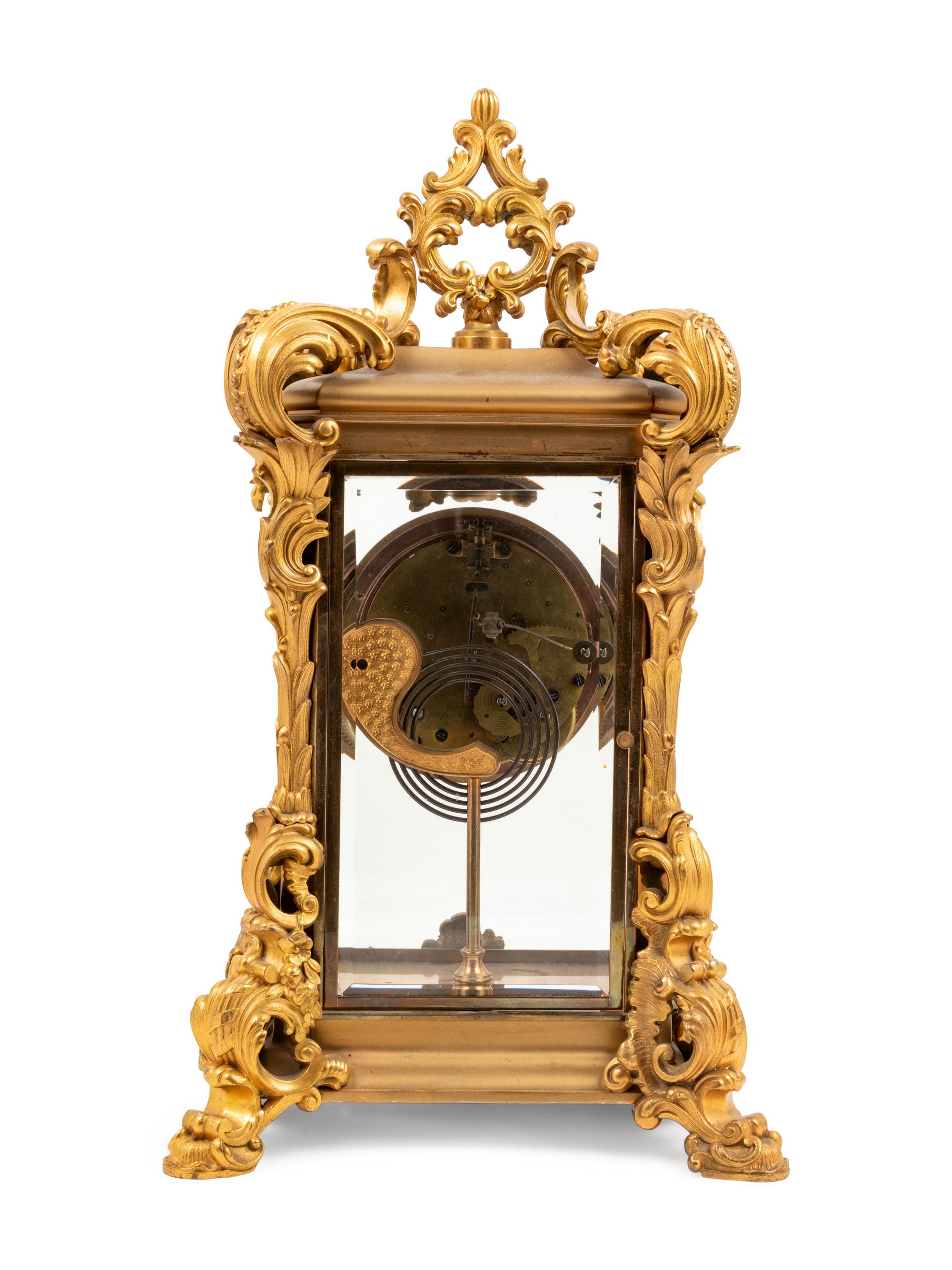An Ansonia Regal Gilt Metal and Crystal Regulator Clock