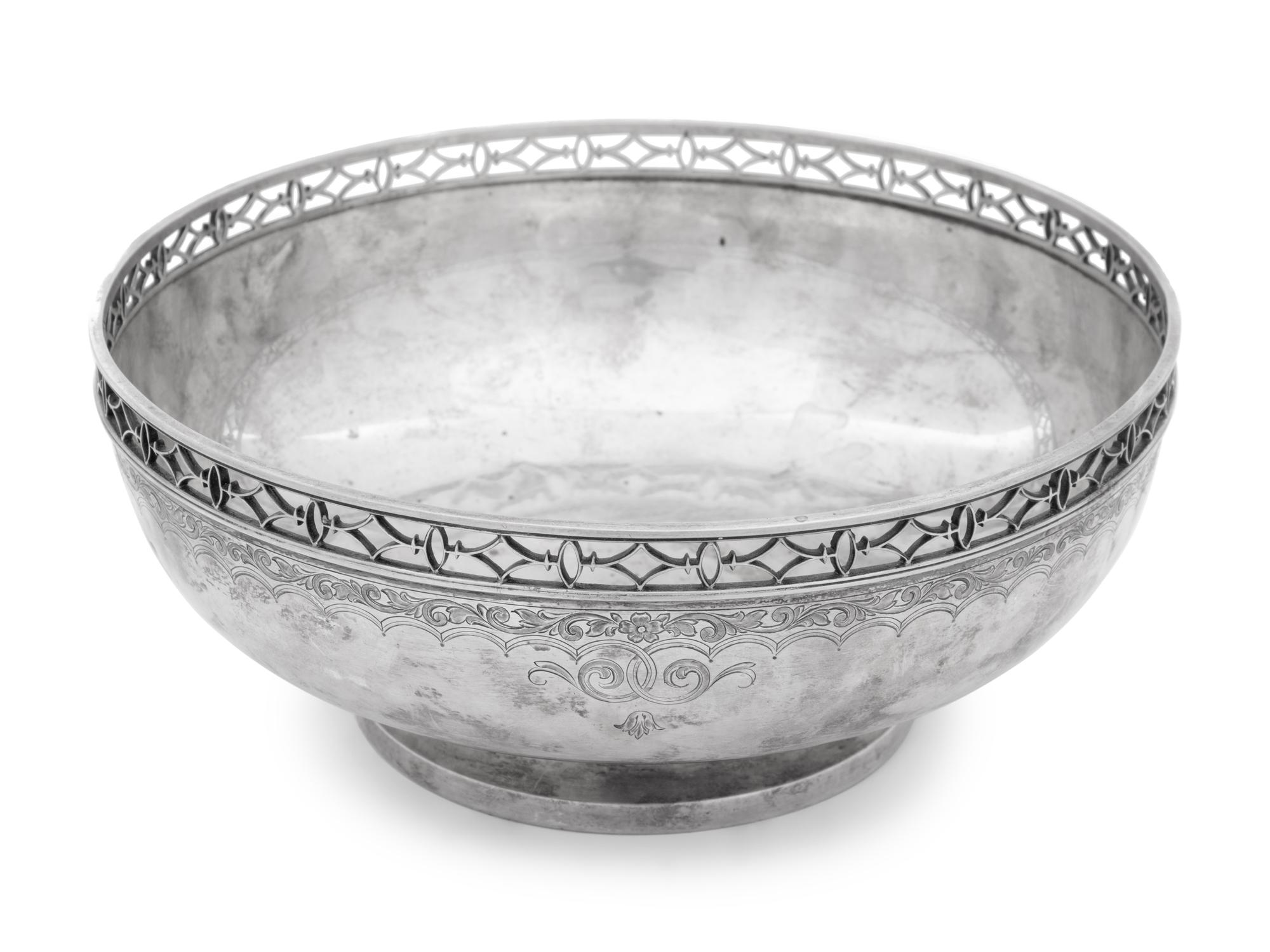 An American Silver Bowl With a Pierced Rim