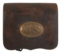 [CIVIL WAR]. Civil War-era militaria including belt, cap pouch, and field glasses.