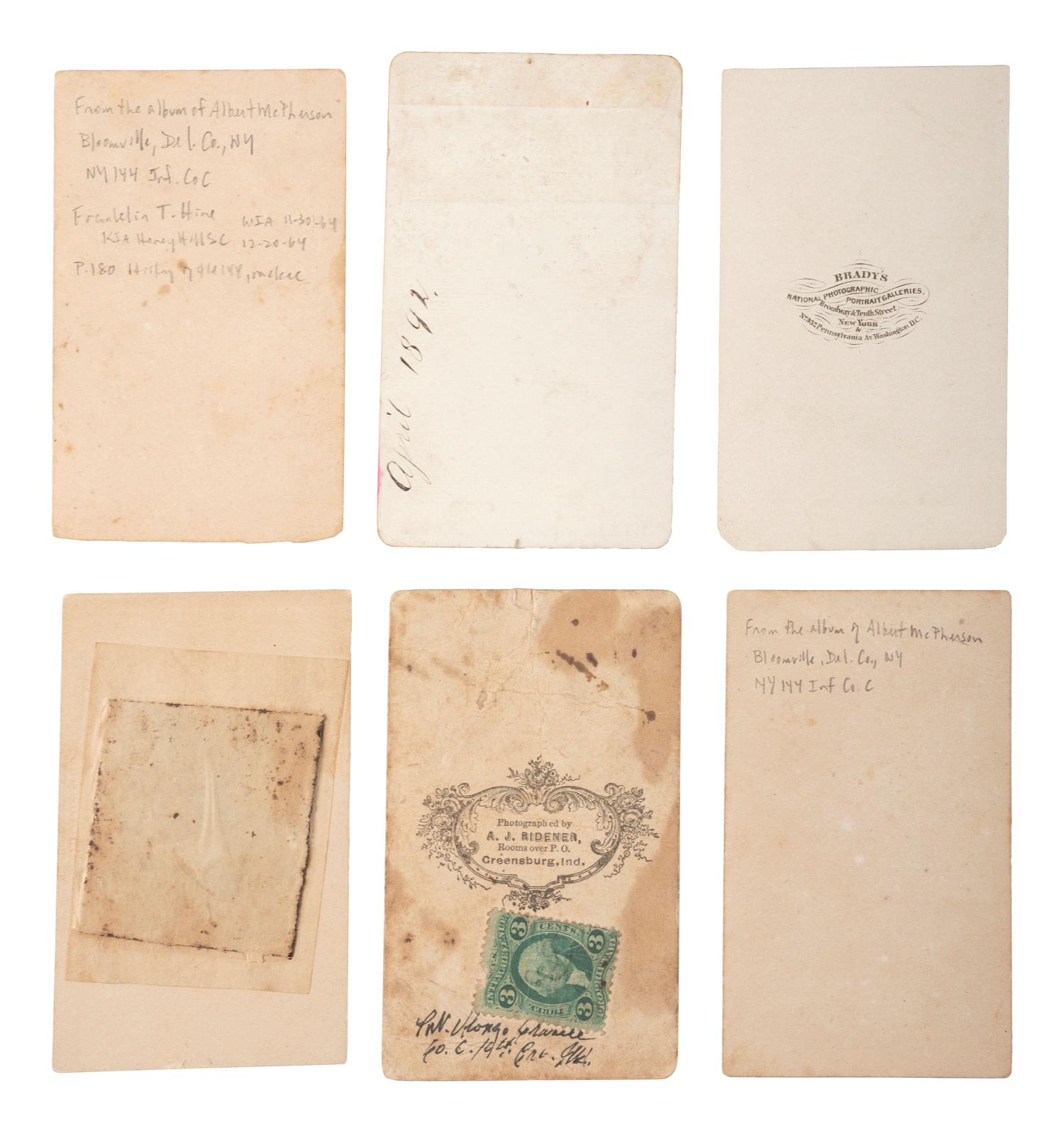 [CIVIL WAR]. A group of 27 CDVs of Union soldiers, many identified subjects from the 144th New York Infantry.