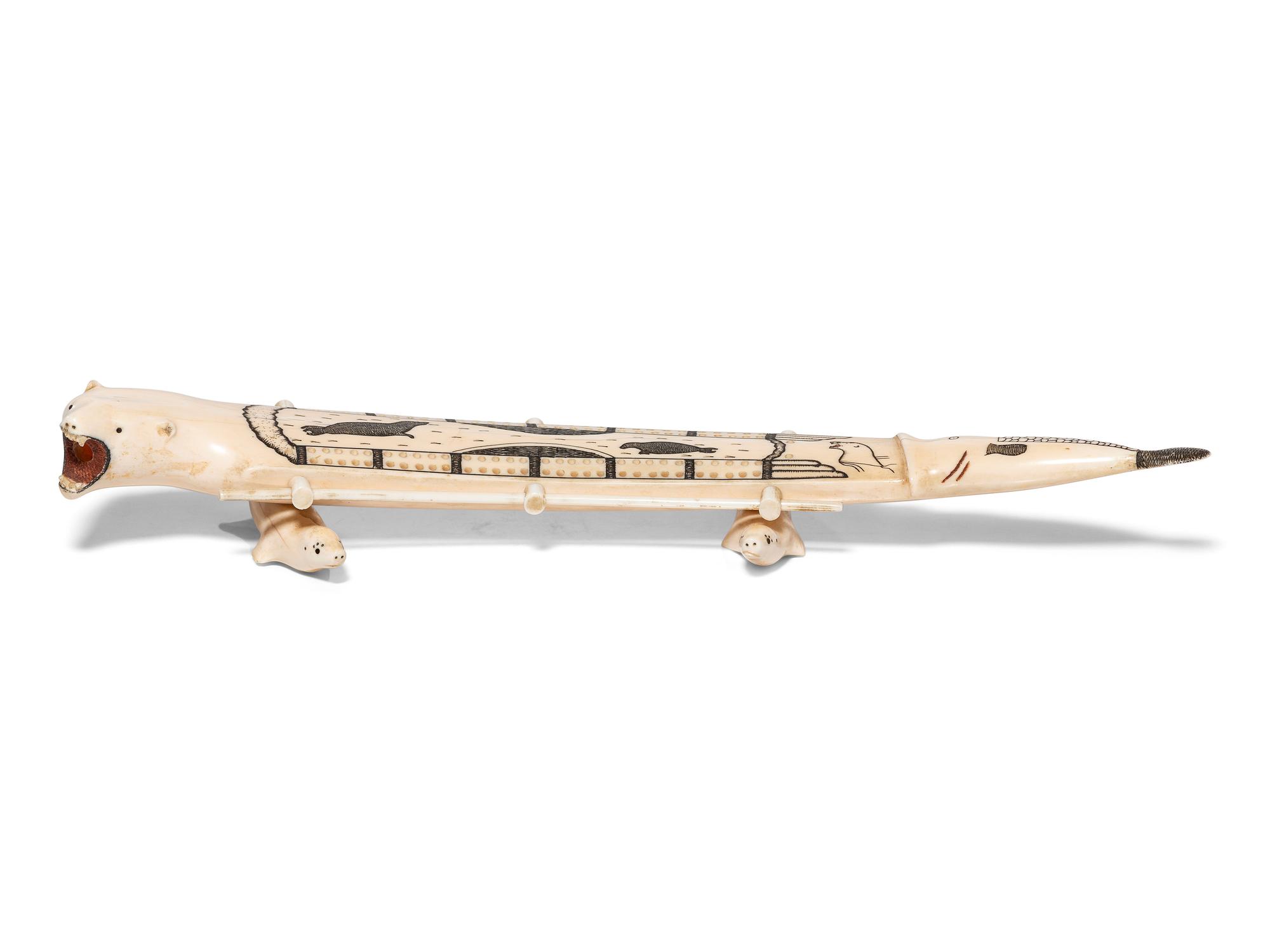 Iñupiat Carved Cribbage Board