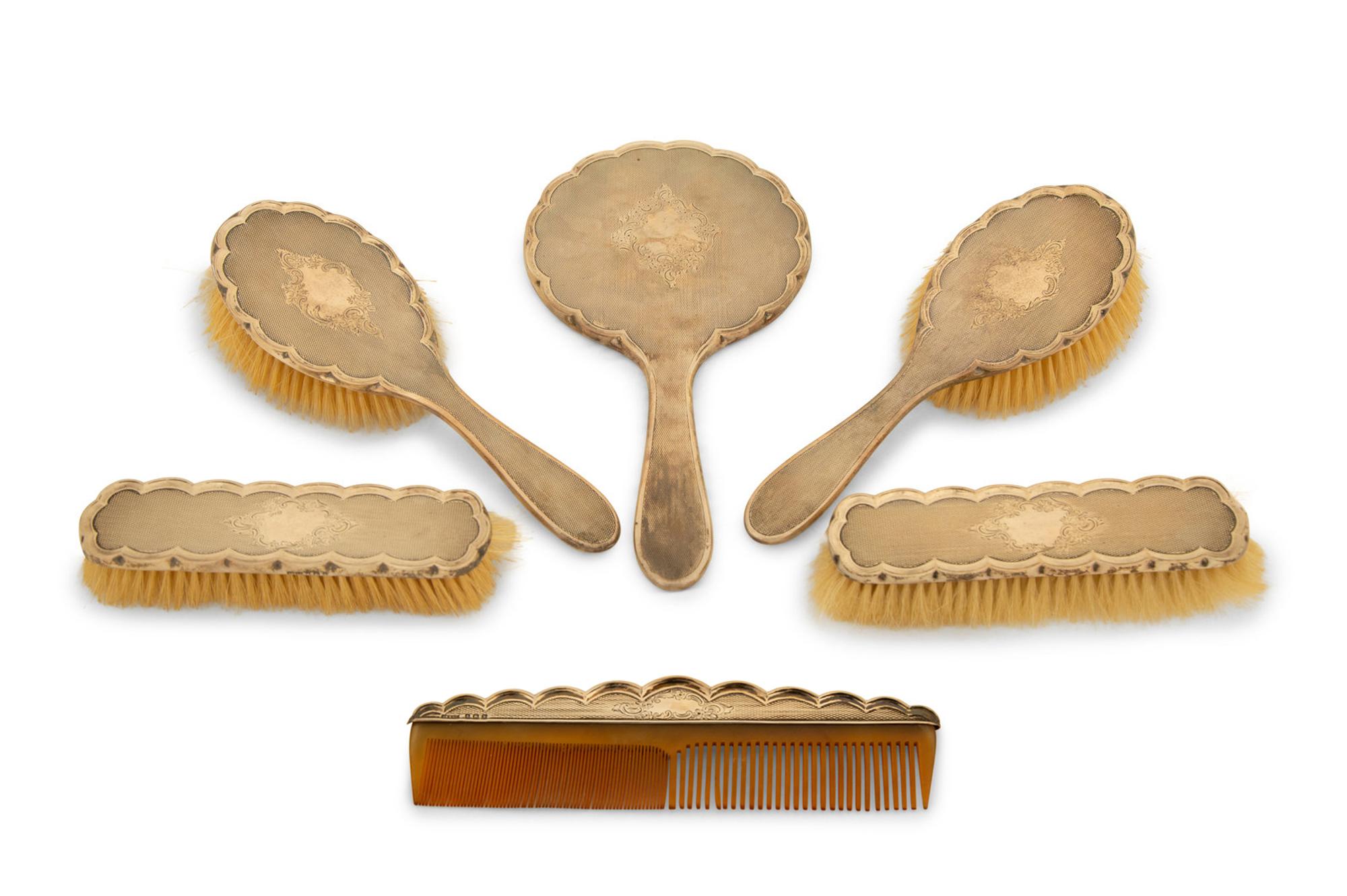 An English Silver Mounted Vanity Set