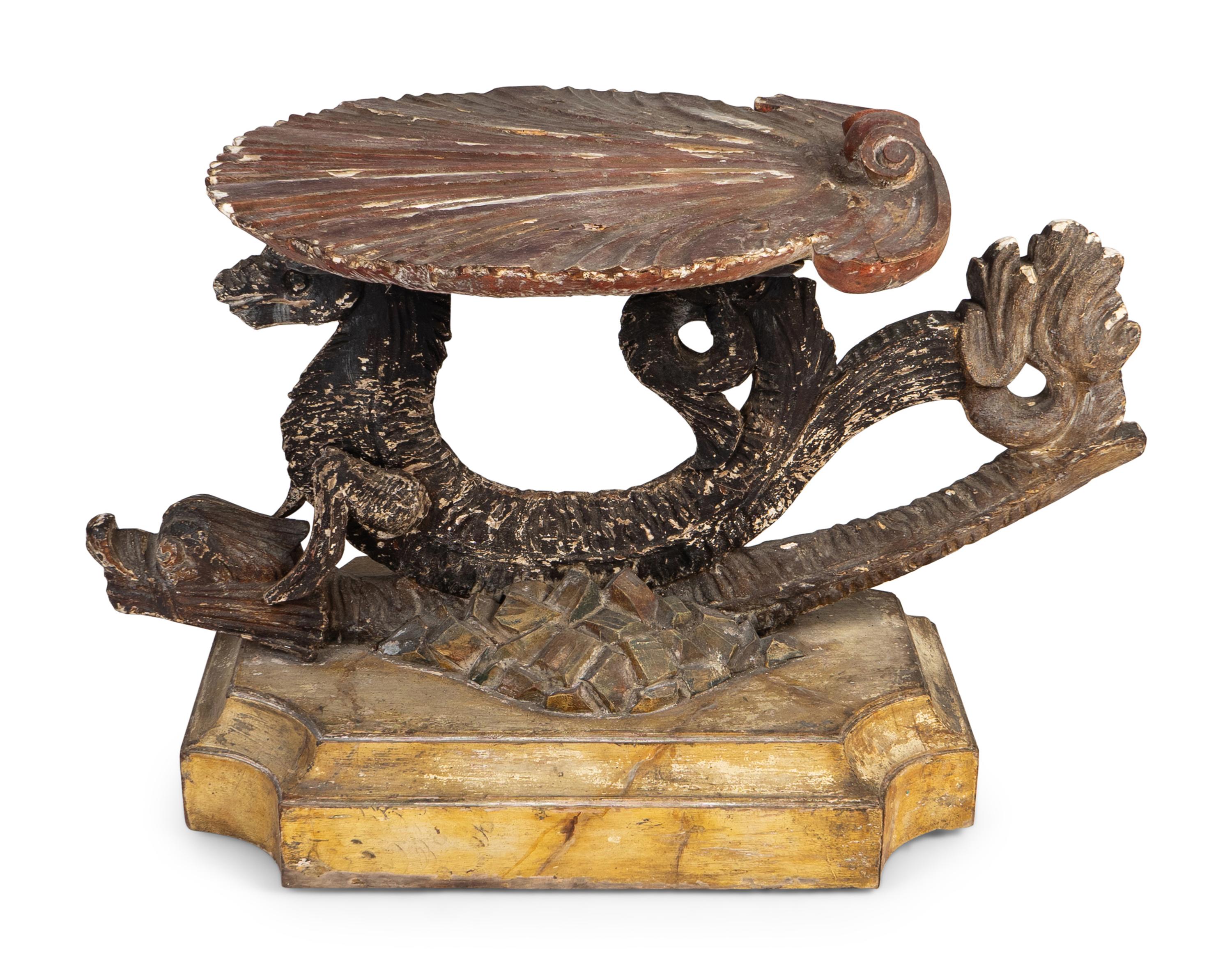 An Unusual Italian Silvered and Polychromed Grotto Low Table — 19TH CENTURY