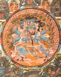 A Tibetan Thangka Depicting Peaceful and Wrathful Dieties