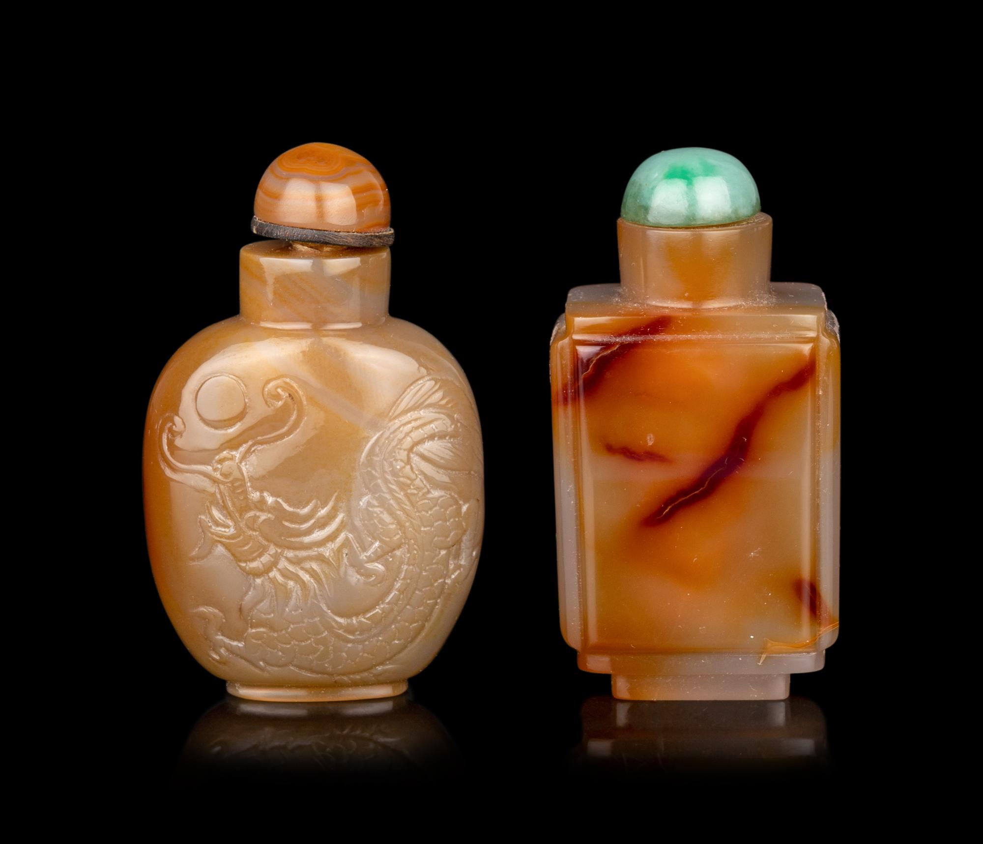 Two Chinese Agate Snuff Bottles