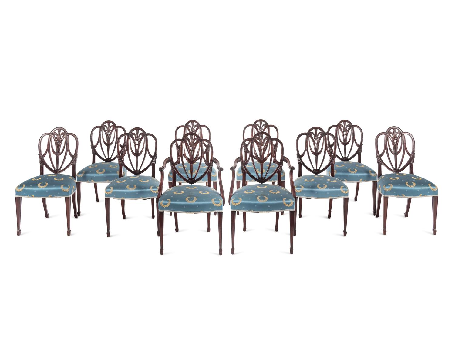 A Set of Ten George III Style Mahogany Dining Chairs