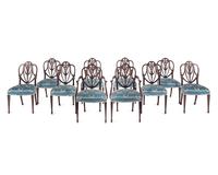 A Set of Ten George III Style Mahogany Dining Chairs