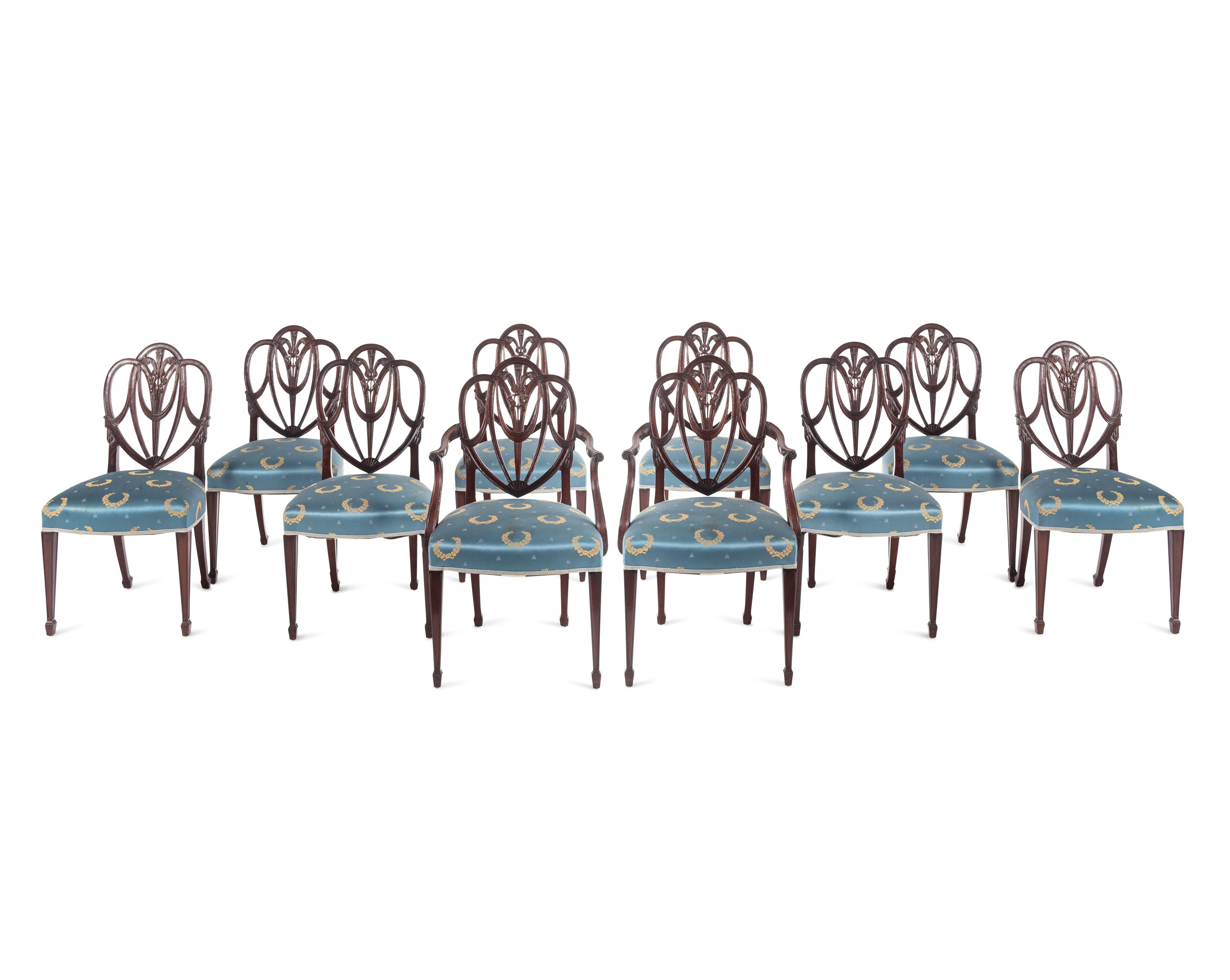 A Set of Ten George III Style Mahogany Dining Chairs