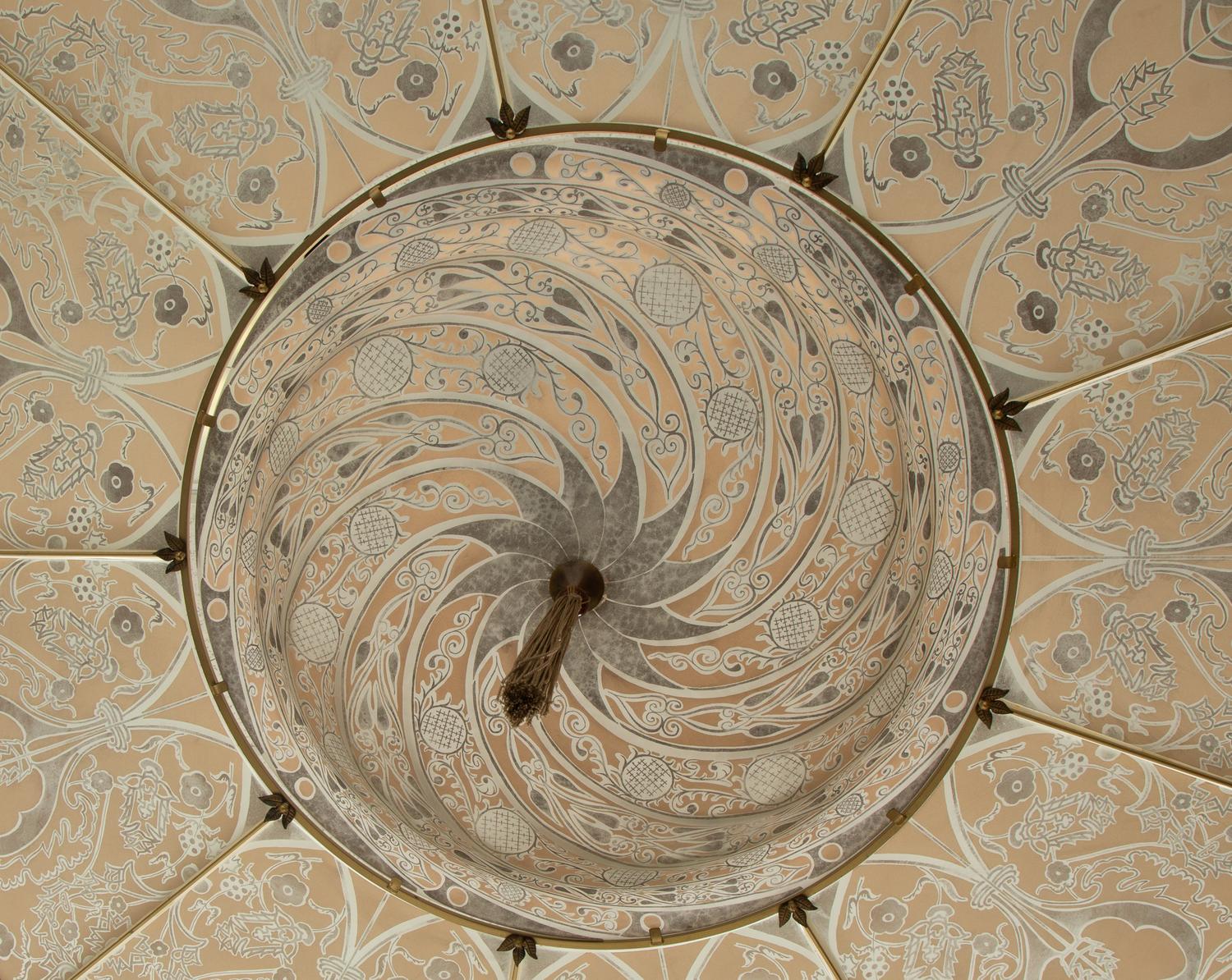 A Scudo Saraceno Silver Classic Glass Pendant by Mariano Fortuny for Venetia Studium