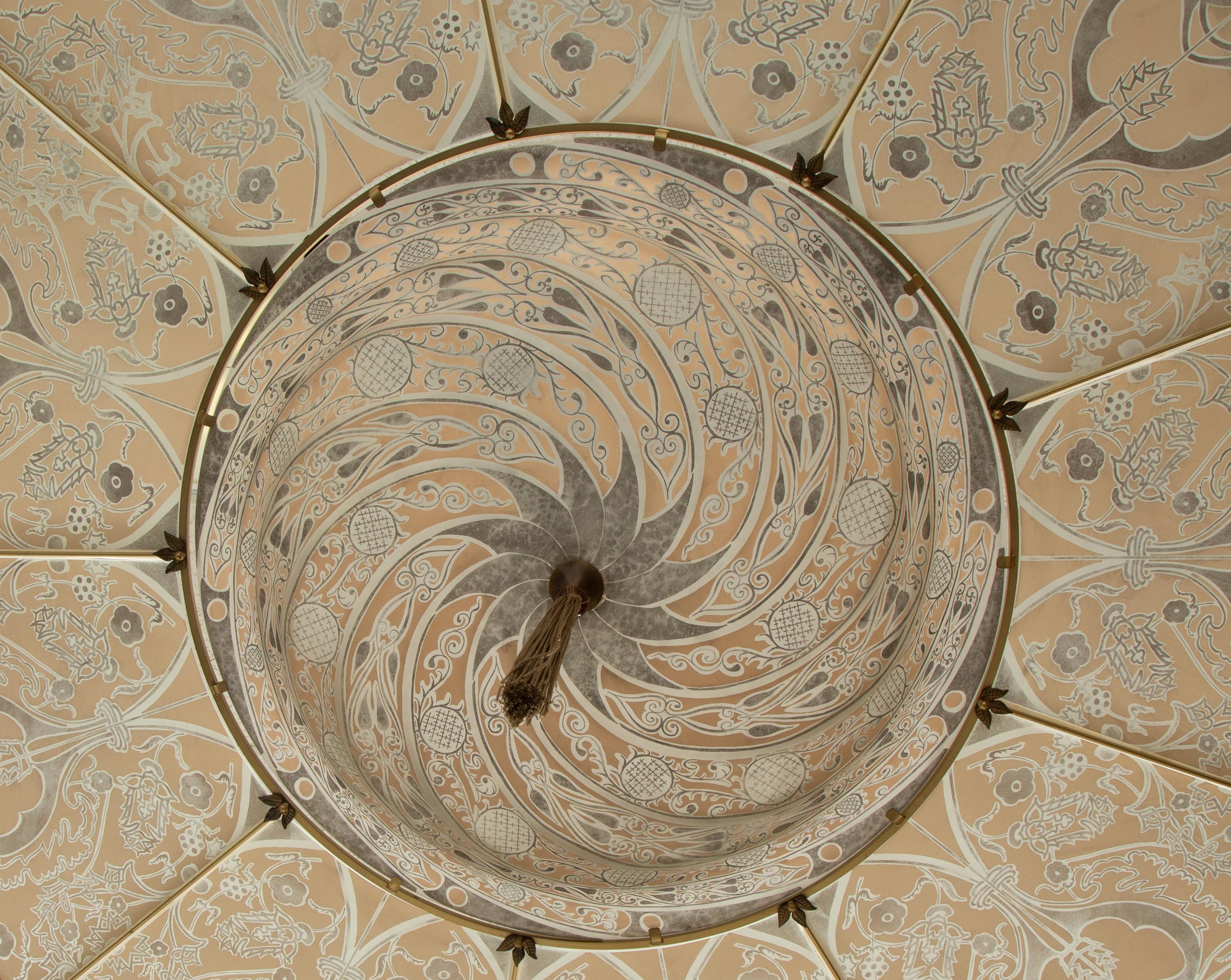 A Scudo Saraceno Silver Classic Glass Pendant by Mariano Fortuny for Venetia Studium