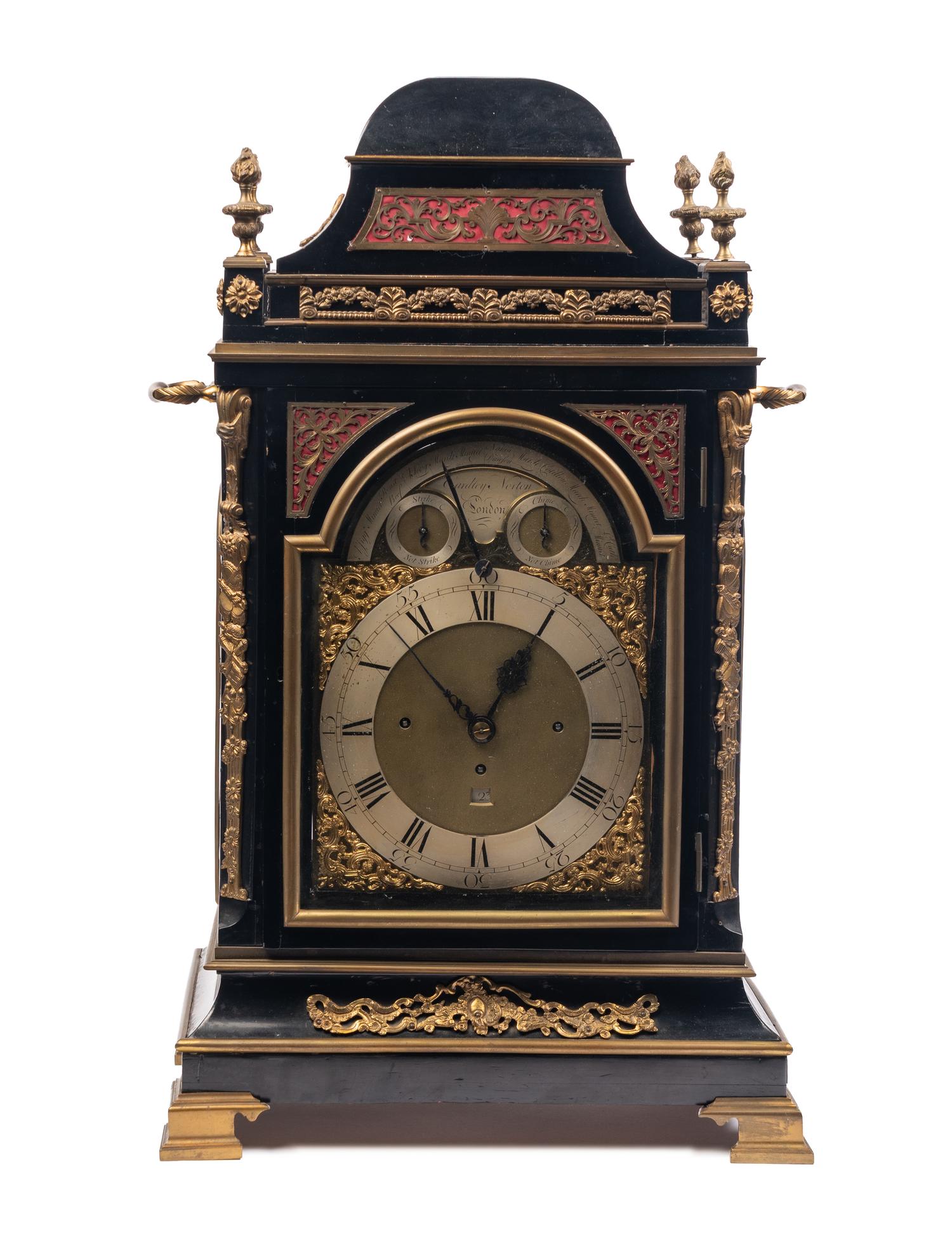 A George III Gilt Bronze Mounted Ebonized Musical Clock