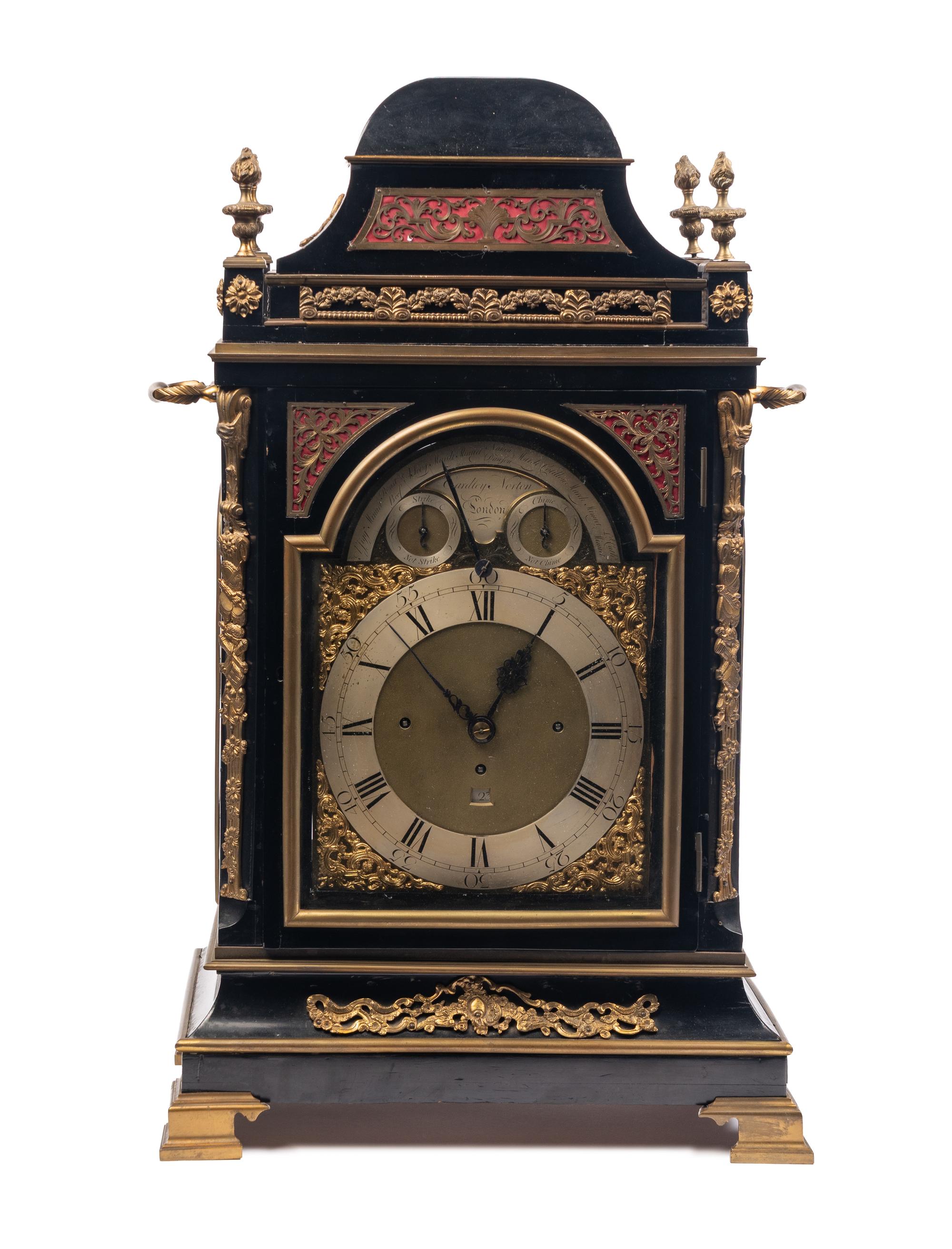 A George III Gilt Bronze Mounted Ebonized Musical Clock