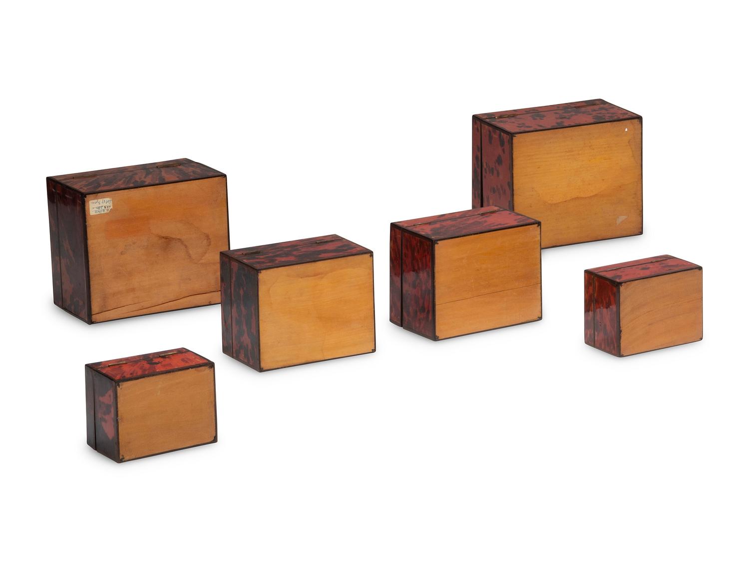 Six Tortoise Shell Veneered Boxes