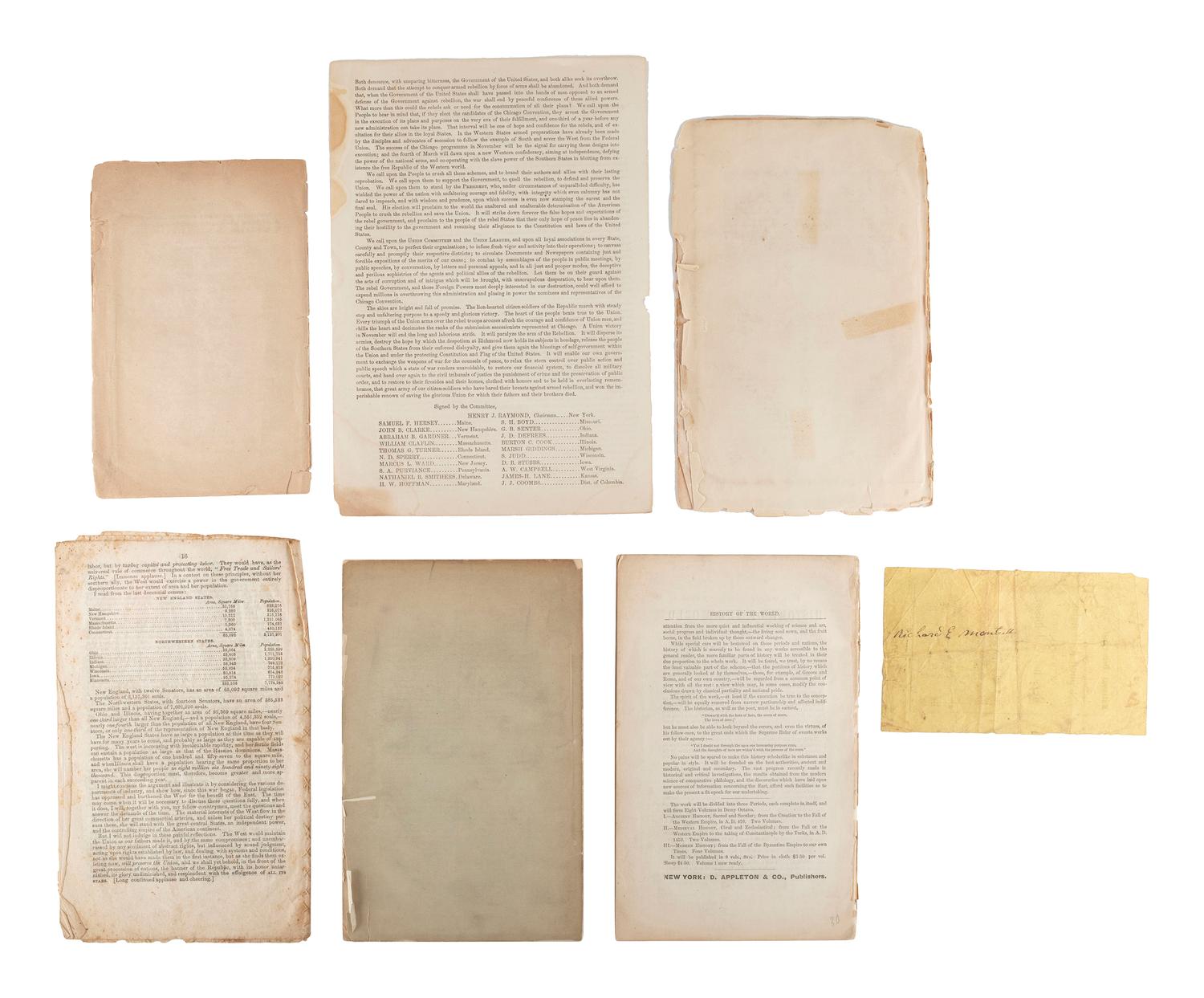 [CIVIL WAR]. A group of Civil War-era imprints and election ephemera, comprising: