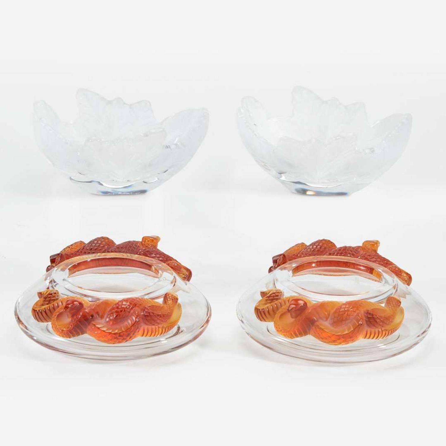 A group of four Lalique crystal bowls late 20th century