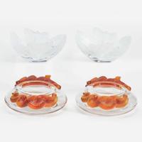 A group of four Lalique crystal bowls late 20th century