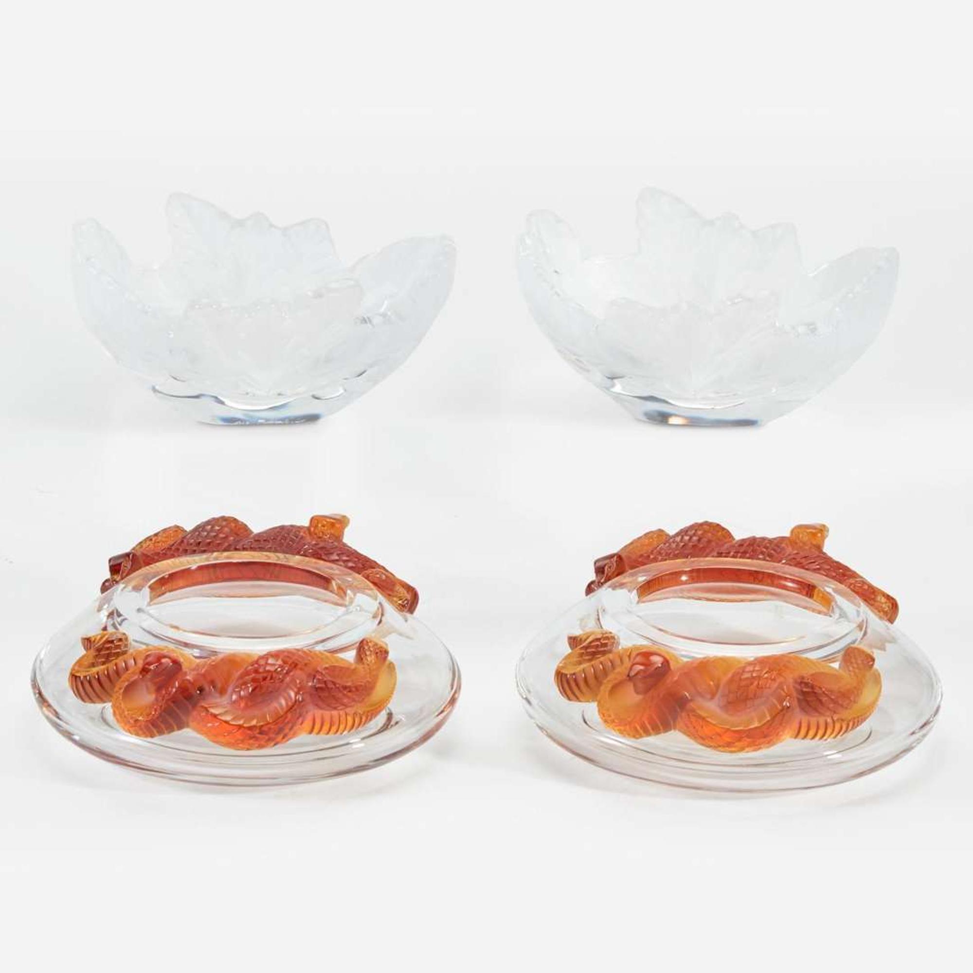 A group of four Lalique crystal bowls late 20th century