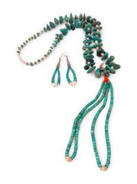 Pueblo Turquoise Nugget Necklace, with Joclas and Matching Earrings