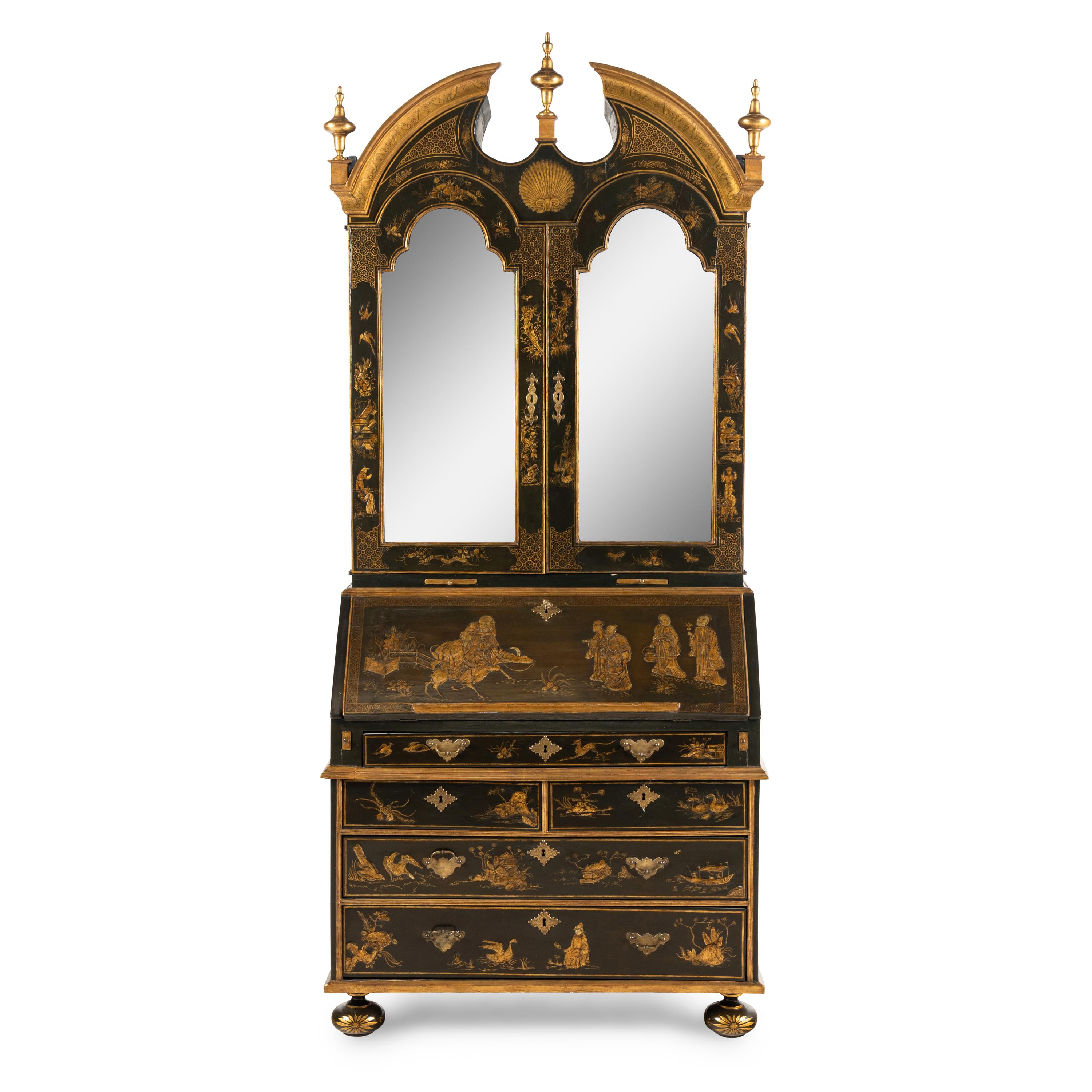 A George I Green Japanned Bureau Cabinet