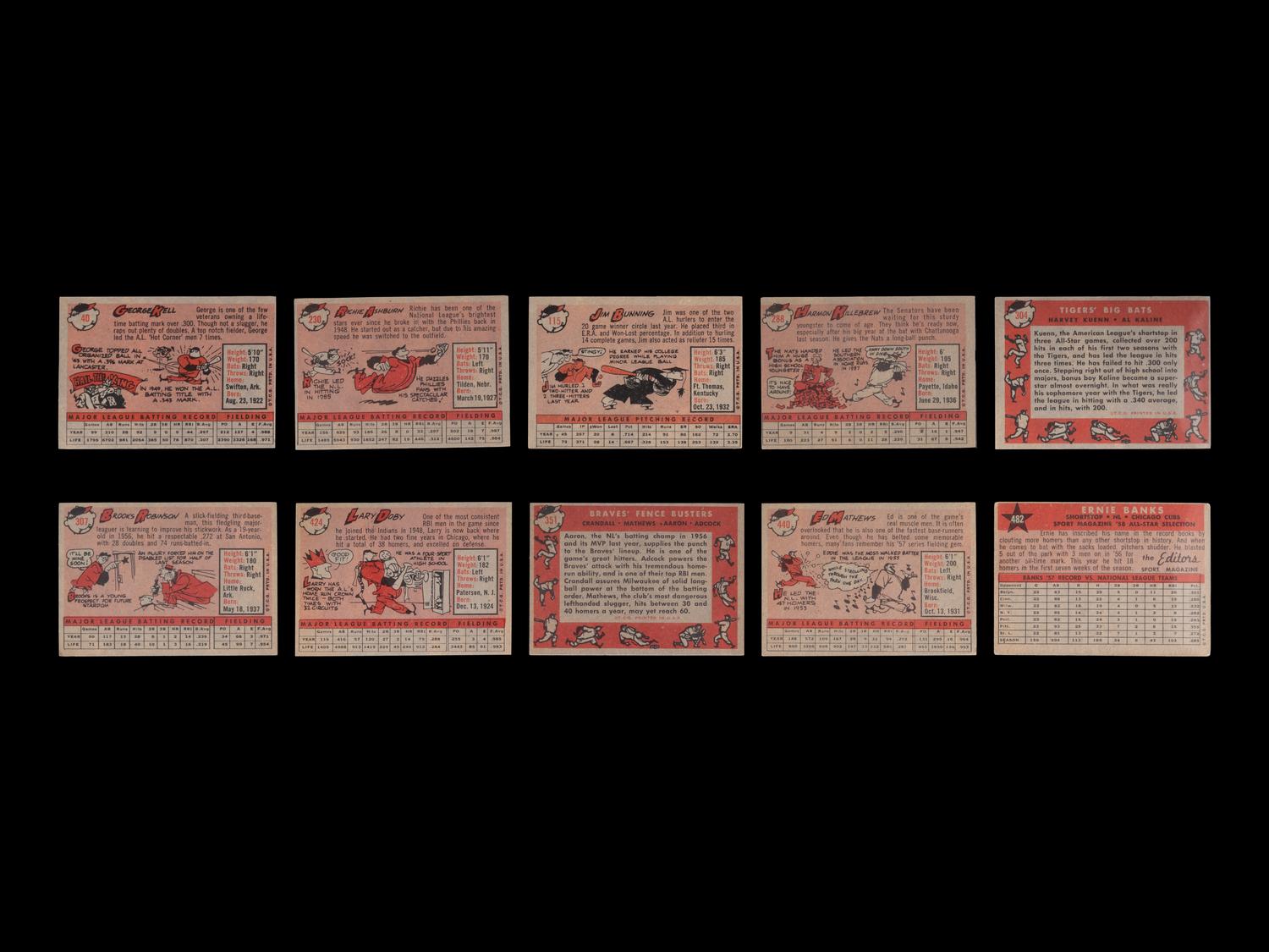 A Group of 10 1958 Topps Hall of Fame Baseball Cards,