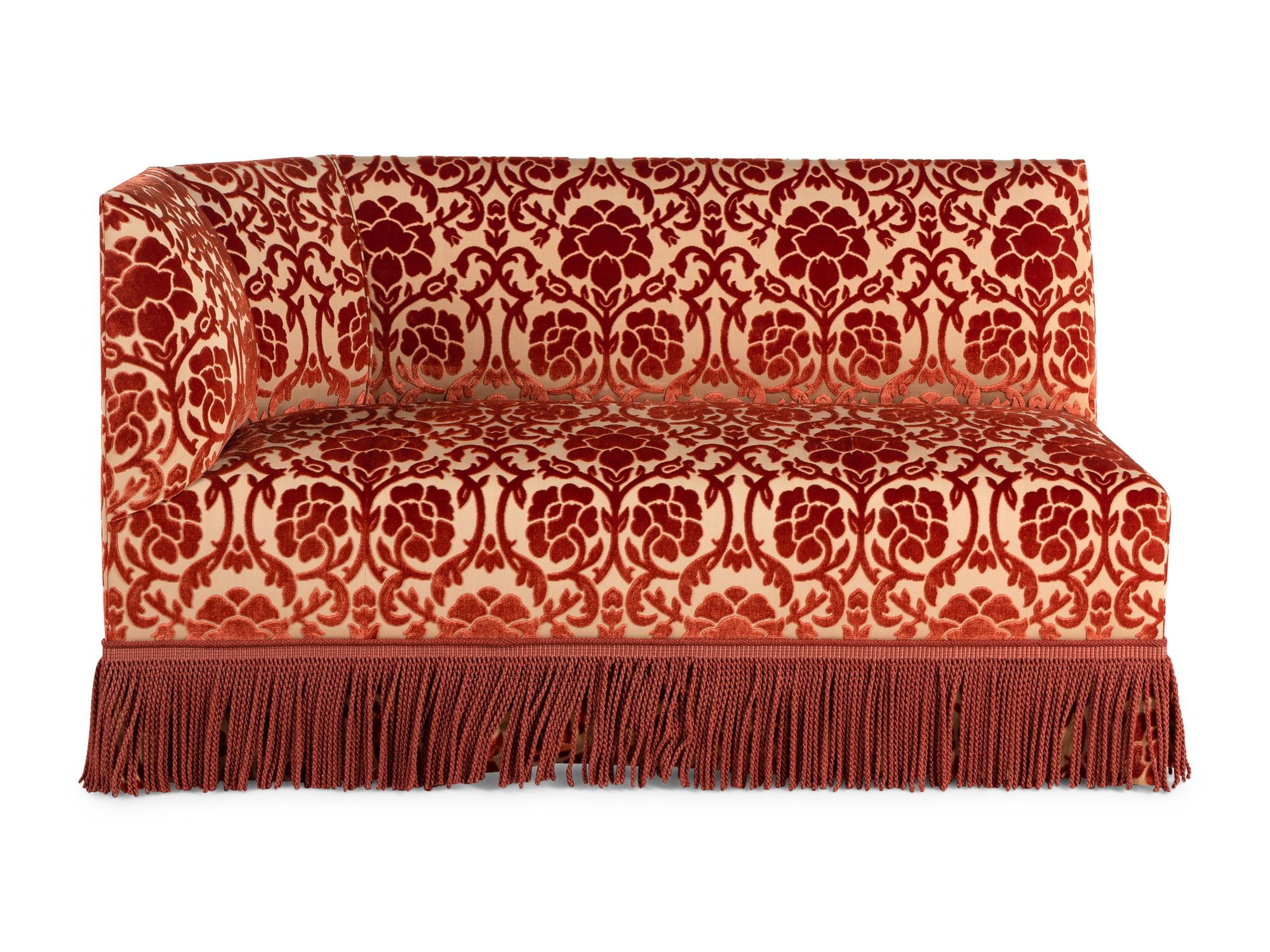 A Dessin Fournir Cut Velvet-Upholstered Banquette Sofa
